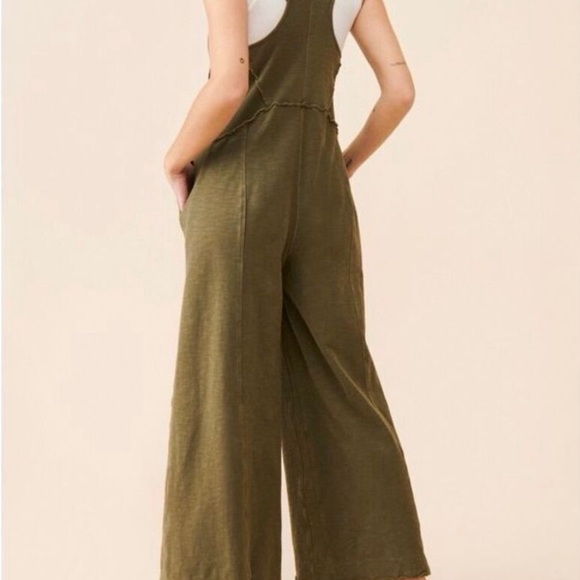 Anthropologie Palmra Moss Green Racerback Jumpsuit with Wide-Leg Design - Picture 7 of 11